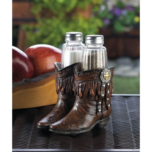 Cowboy Boots S & P Shakers Holder Set